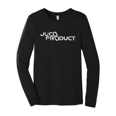 Black Unisex Jersey Long Sleeve T-Shirt with White Distressed Jucoproduct Print  Thumbnail