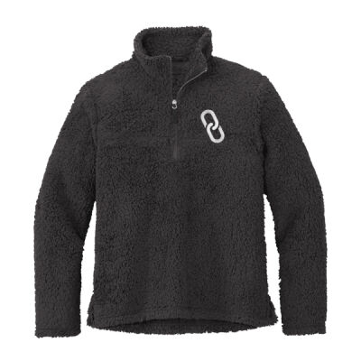 Charcoal Sherpa Quarter Zip Pullover with Link Embroidery Thumbnail
