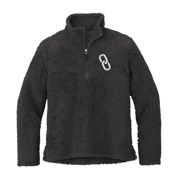 Charcoal Sherpa Quarter Zip Pullover with Link Embroidery Thumbnail