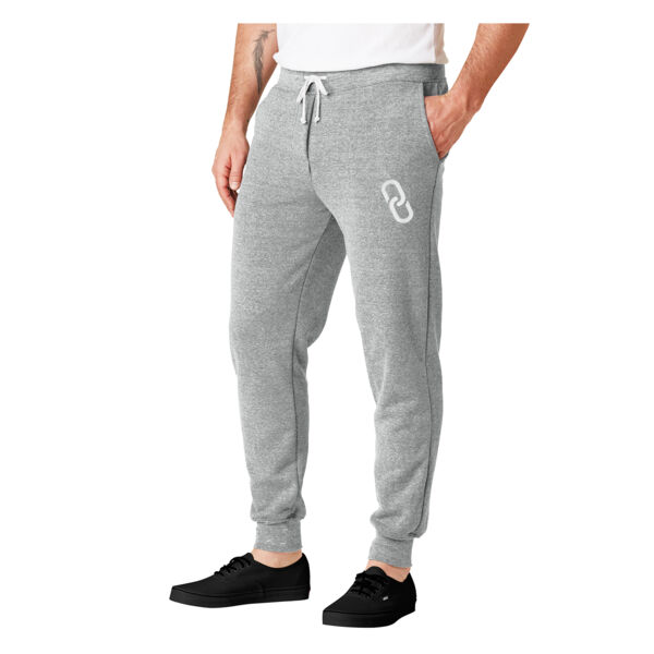 Heather Grey Fleece Jogger with White Embroidered Link Thumbnail